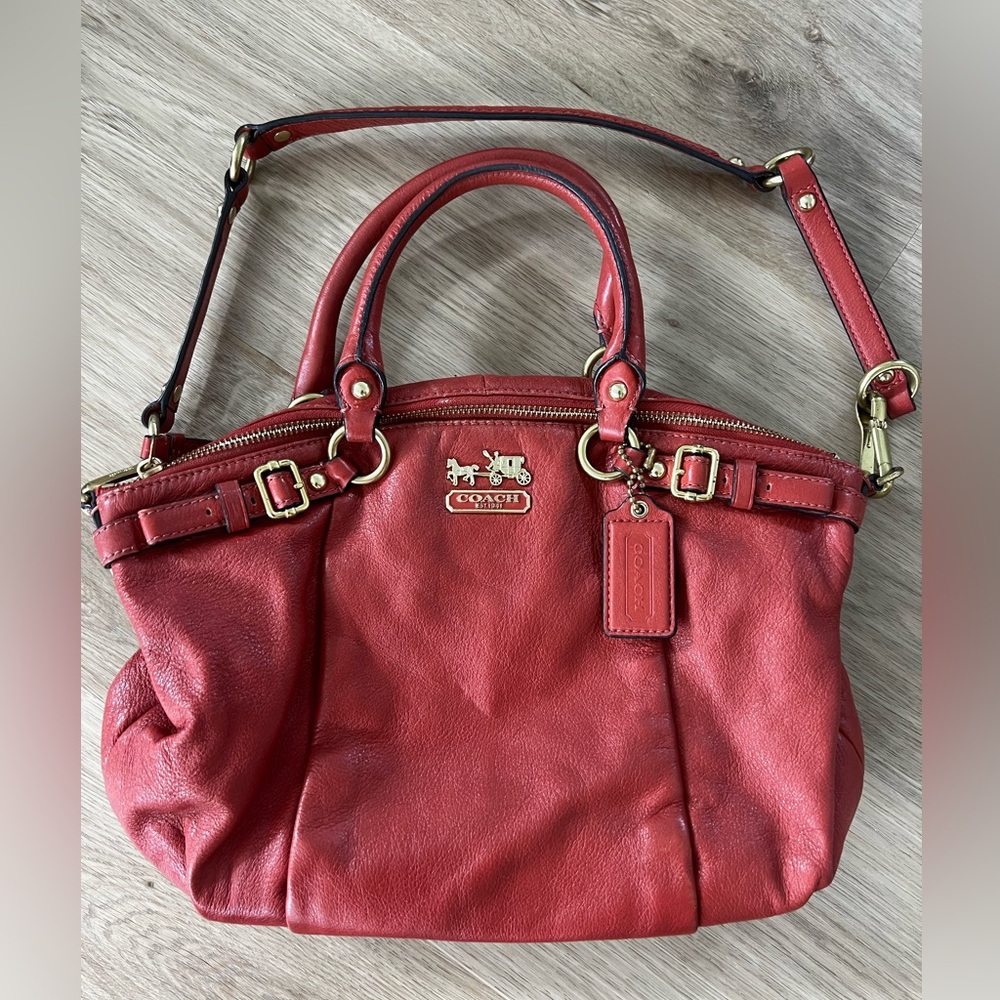 Coach purse, leather salmon color. Gently used, beautiful bag.